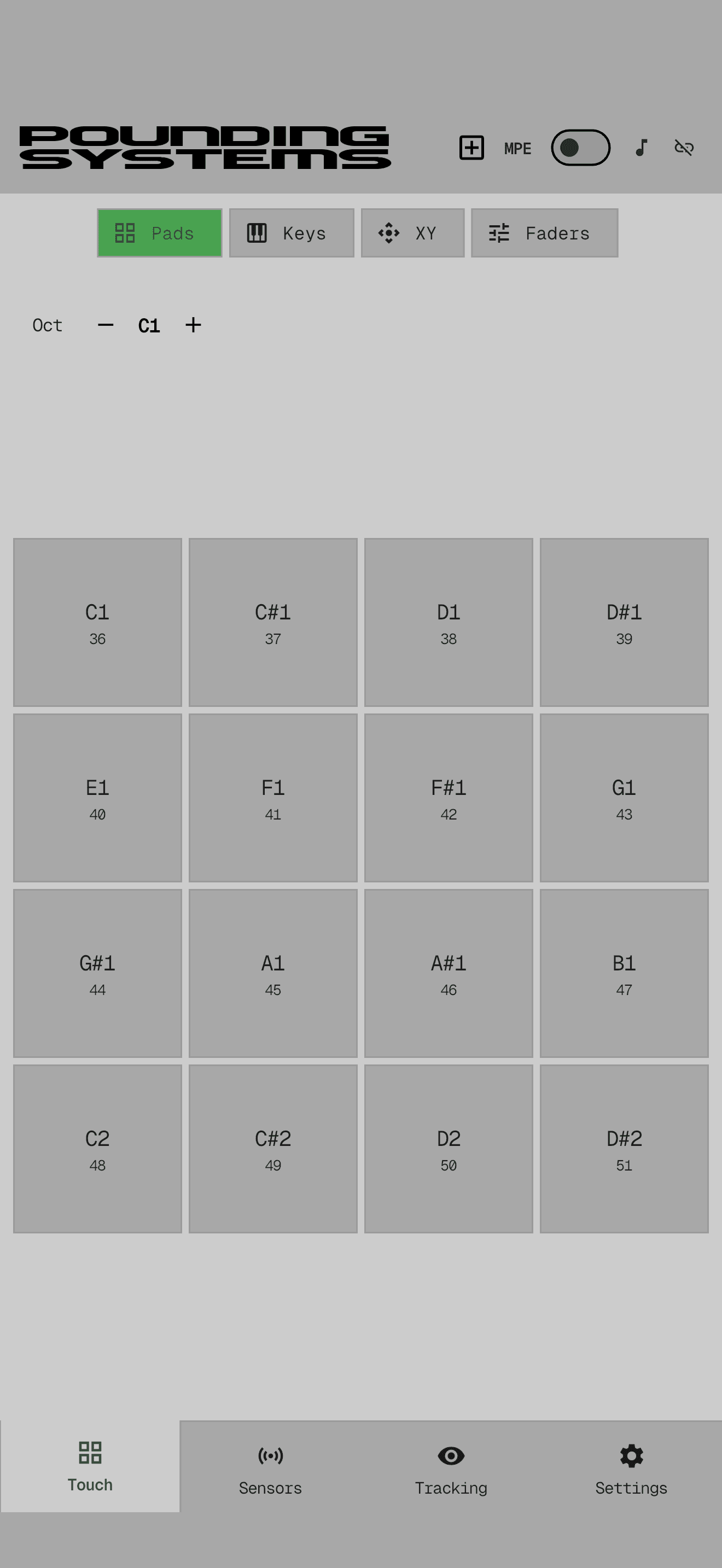 Mobile MIDI drum pads — 4x4 touch grid with MPE support